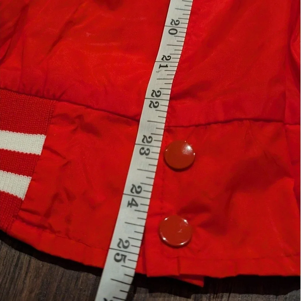 New Vintage 90s Action Snap Up Varsity Jacket Mens M Red Striped‎ Cuffs Lined